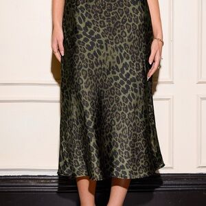 Cupshe Green Leopard Midi Skirt